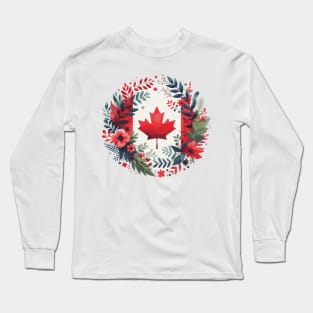 Happy Canada Day with Flowers Long Sleeve T-Shirt